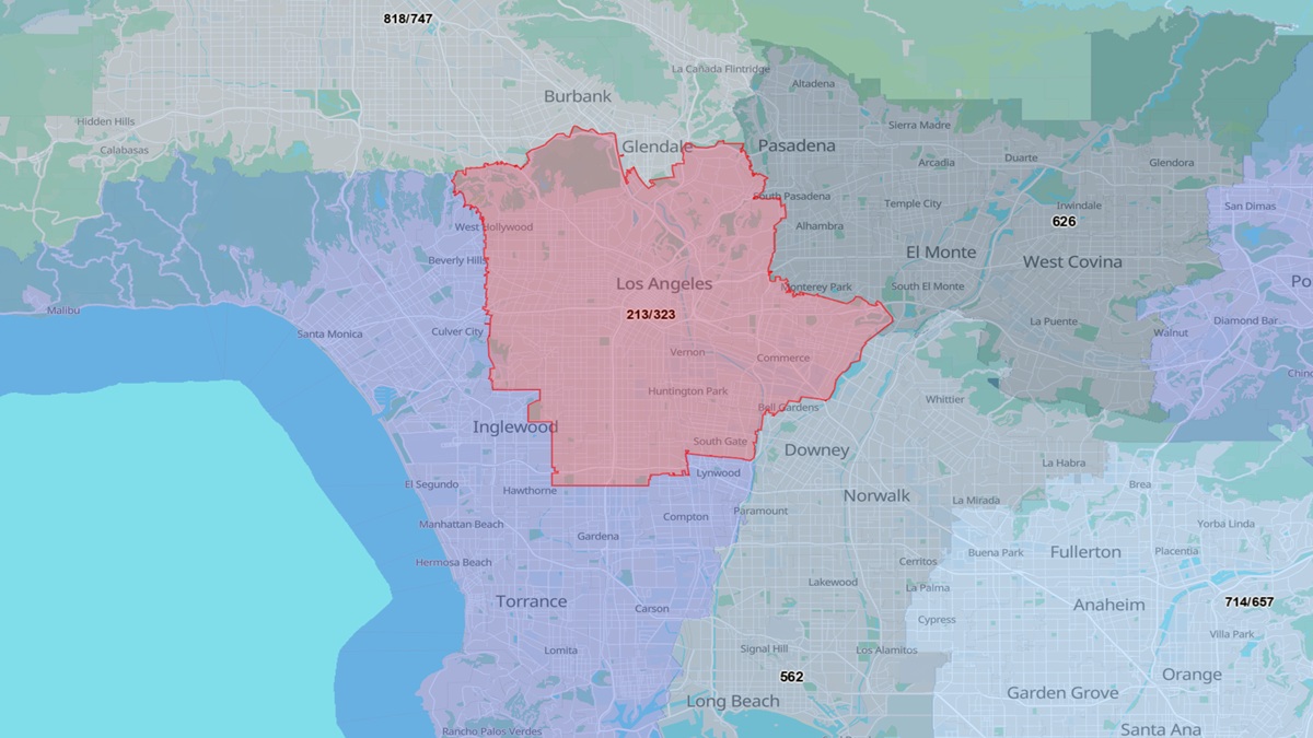 213 area code map location