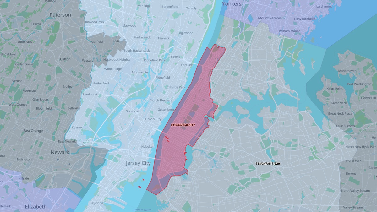 646 area code map location